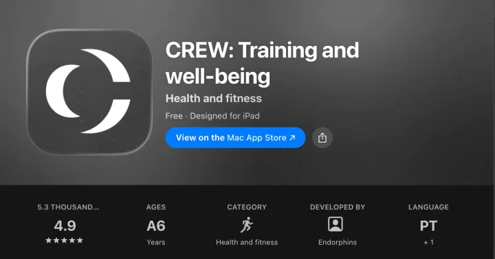 Crew fitness app rating