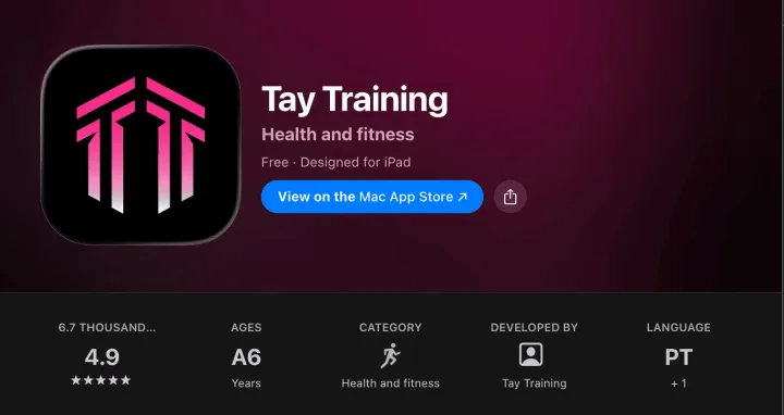 Tay Training fitness app rating